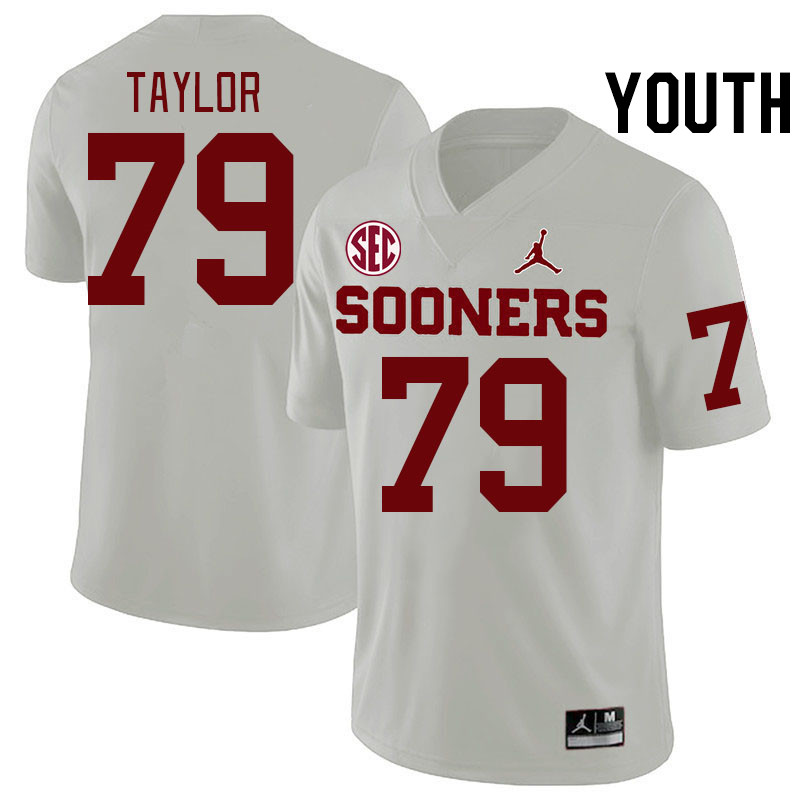 Youth #79 Jake Taylor Oklahoma Sooners 2024 SEC Conference College Football Jerseys-White